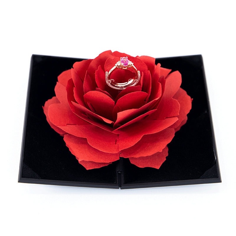 Boîte d'amour 3D en forme de cœur, boîte à bagues rotative en forme de fleur de Rose, cadeau de saint valentin